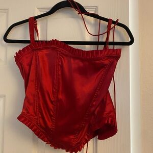 Red Satin Corset Top